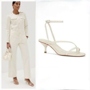 NEW Schutz Helene Kitten Heel Strappy Gladiayor Sandal in Pearl White SIZE 11